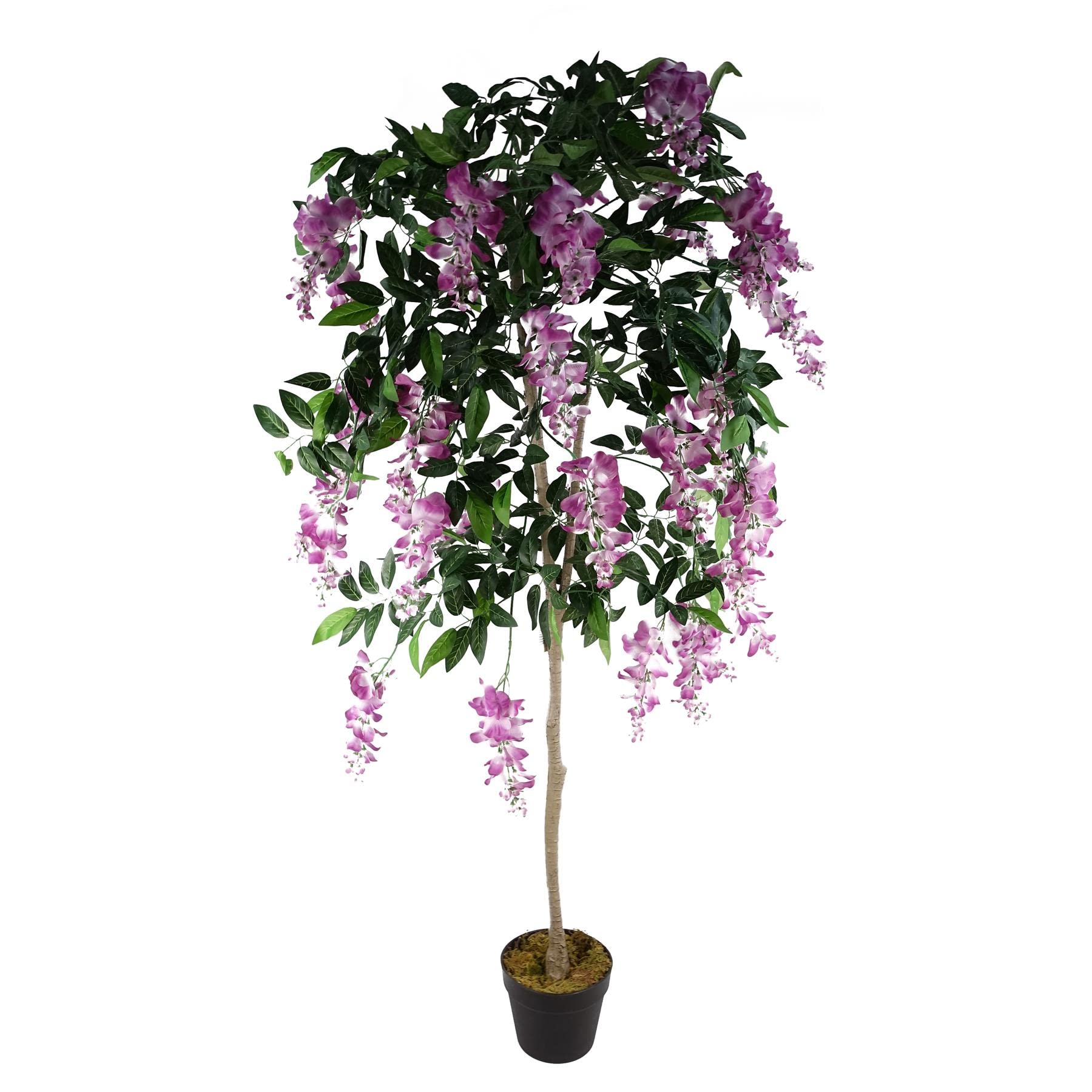 Leaf Design UK Realistischer künstlicher Glyzinienbaum, 150 cm, Rosa