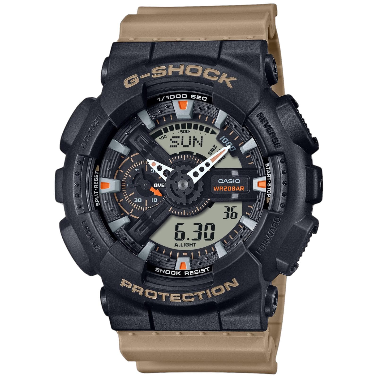 Casio G-Shock 110 Series Men's Watch Black and Brown GA-110TU-1A5ER Resin Case and Strap