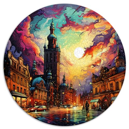 Puzzles Krakau buntes 1000-teiliges Puzzle für Erwachsene 67,5 x 67,5 cm Puzzle Lernspiele Heimdekoration Puzzle Gutes Geschenk für