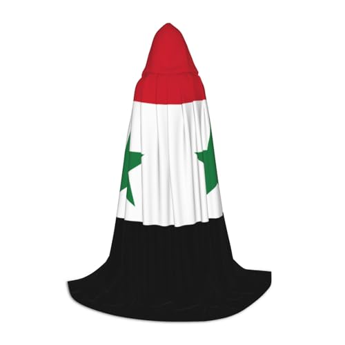 WURTON Halloween-Kapuzenumhang mit Flagge der Syrischen Arabischen Republik, Unisex, Gothic-Umhang für Cosplay-Festlichkeiten