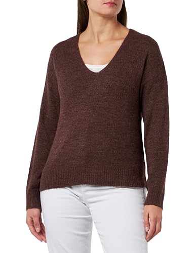 JdY Damen JDYELANORA L/S V-Neck PULLO. KNT NOOS Strickpullover, Brown Stone/Detail:Melange, S