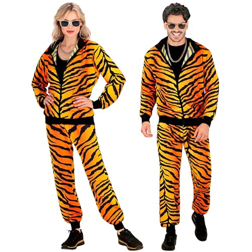 W WIDMANN MILANO Party Fashion - Kostüm Trainingsanzug, Tiermuster Tiger, Animal Print, 80er Jahre Outfit, Jogginganzug, Bad Taste Outfit, Faschingskostüme