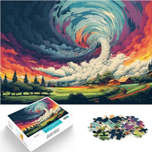 Puzzlespiel Bunter Tornado Schwierige, anspruchsvolle Puzzles aus Holz mit 1000 Teilen Einzigartige Geburtstags 1000 Teile (50 x 75 cm)