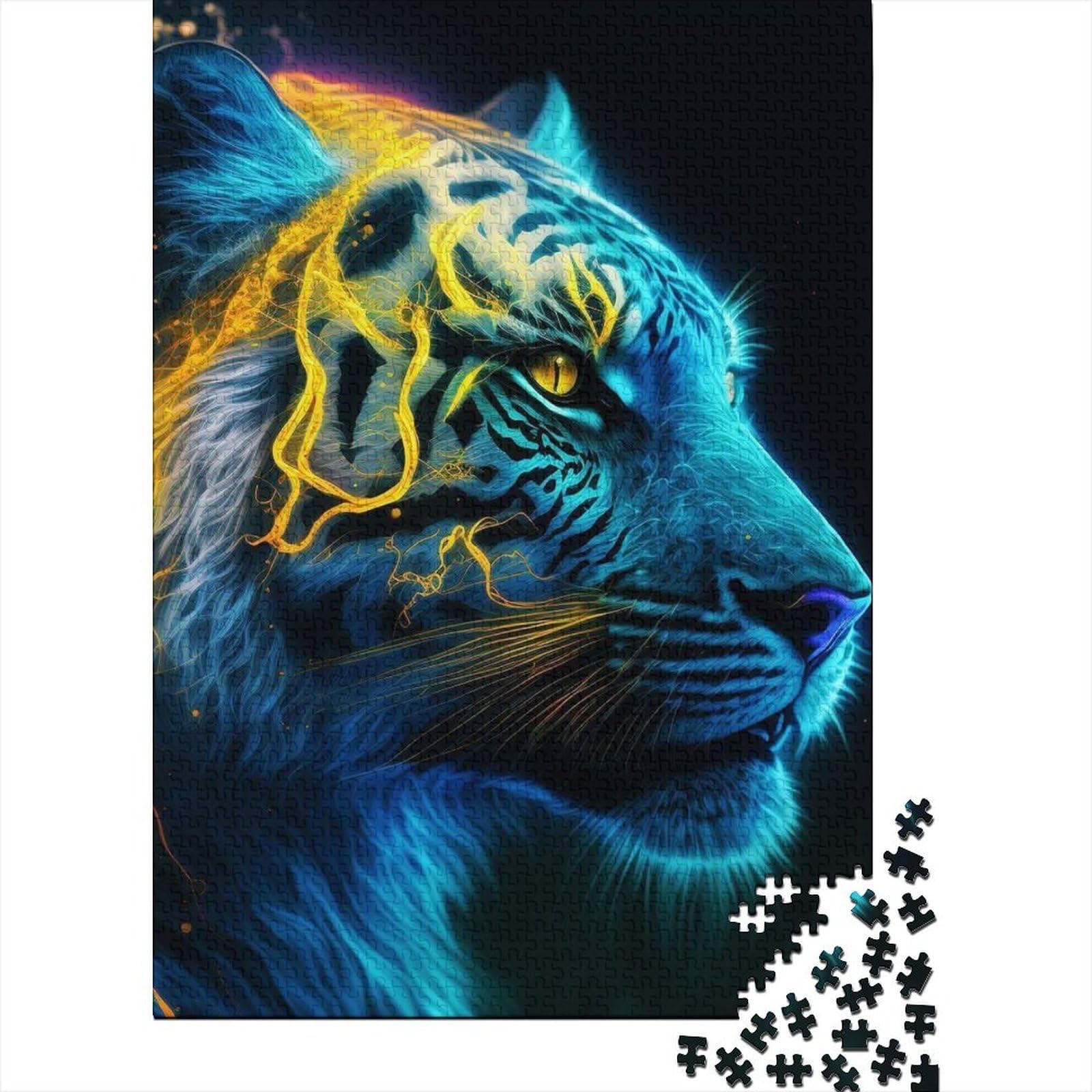 Art Tigers Puzzle für Erwachsene, 1000 Teile, Holzpuzzle für Erwachsene und Jugendliche von Jigsaw Puzzles for Adults, Lernspiel, Herausforderungsspielzeug, 75 x 50 cm