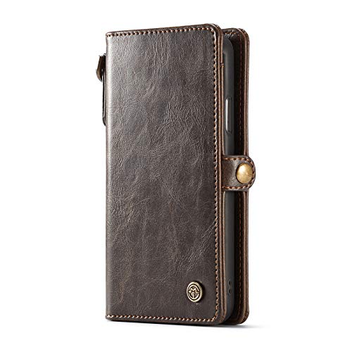 GANGXUN iPhone XS Hülle, Premium Leder Magnetverschluss Flip Wallet Schutzhülle Tasche Handyhülle mit Kartenfach Ständer Kompatibel mit iPhone X iPhone XS Klapphülle Tasche (Braun)