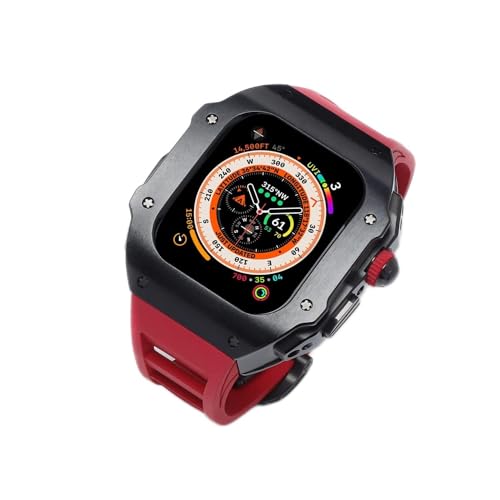 OPKDE 49 mm Gehäuse Fluorkautschuk Band Modifikationsset für Apple Watch Ultra Luxus Fluorband Cover Set für iWatch Ultra, For 49mm, Achat