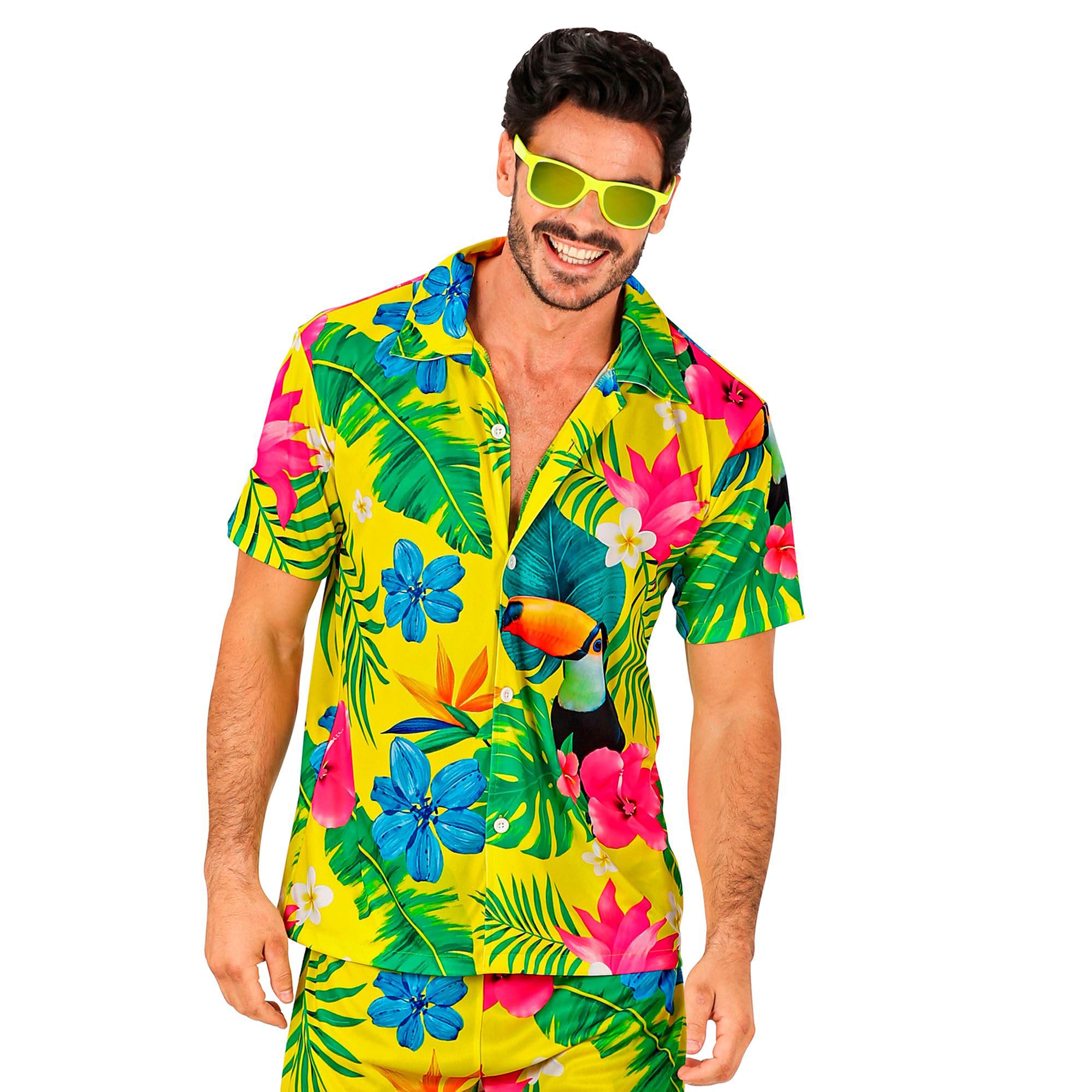 W WIDMANN MILANO Party Fashion - Hawaii Hemd, kurzarm Hemd, Blumen, Aloha, Strand Party, Verkleidung