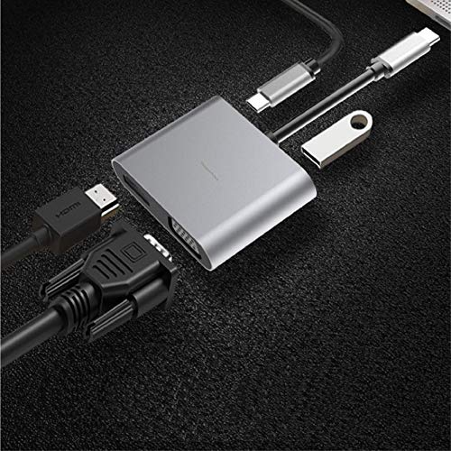 Ovegna PL001 USB-Hub 11 in 1, Aluminium Alloy ABS, Adapter USB C auf HDMI 4K, VGA, PD 100 W, 4 USB-Ports 3/2, SD-Kartenleser & Micro SD, RJ45, USB-C-Dock für Tablet, MacBook/Air, Laptop Ovegna PL004 : 4 en 1