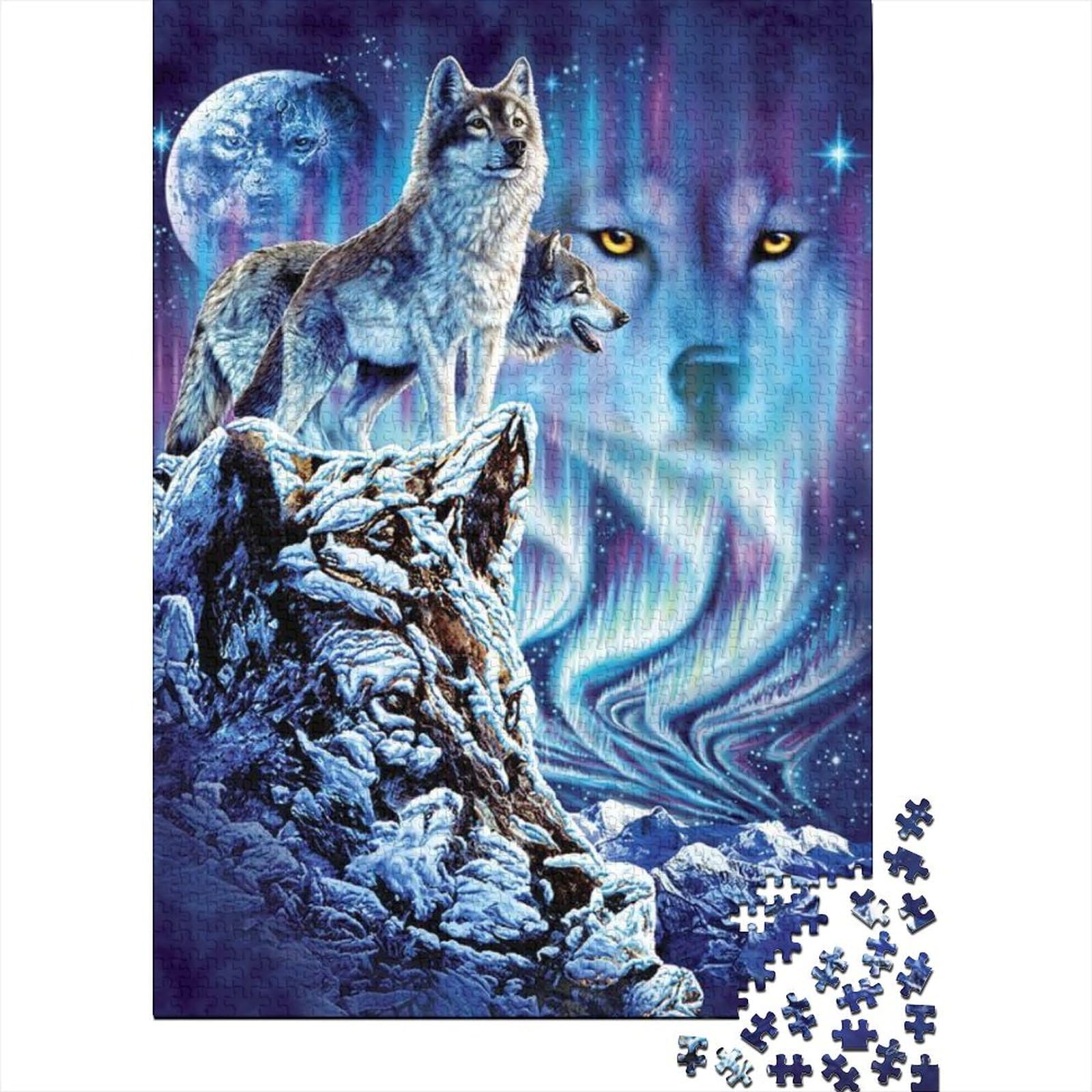 Wolf-Holzpuzzle für Erwachsene und Jugendliche von Erwachsenenpuzzles, 500-teiliges Puzzle, Lernspiele, Heimdekorationspuzzle (Größe 20,47 x 14,96 Zoll)