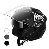 Westt Jet Motorradhelm Matt Schwarz Double Visor Helm - Roller - ECE Zertifiziert