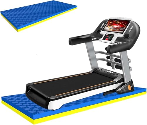 Laufbandmatte, Trainingsgeräte-Pad, Anto-Vibrationsmatte aus Eva-Schaum, Geräuschdämmung, für Laufband, Heimtrainer und Ellipsentrainer, rutschfeste Fitnessmatte, Blau Gelb 200 x 100 x 2 cm