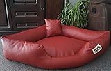 Hundebett Eckbett Hundesofa Schlafplatz Kunstleder Canto (130 cm X 130 cm, Ziegelrot)