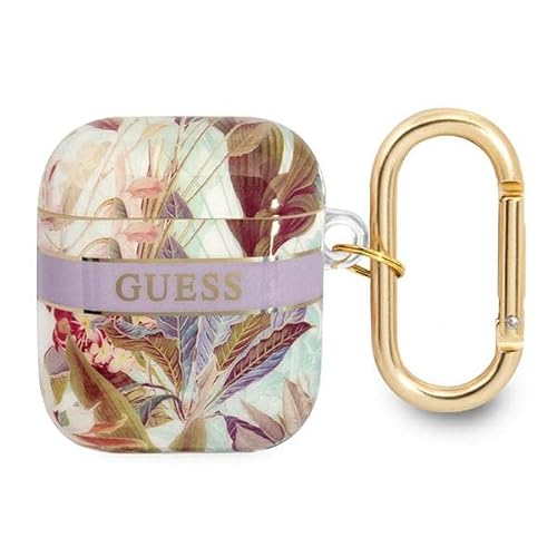 Guess GUA2HHFLU Hülle für AirPods Cover violett/Purple Flower Strap Collection