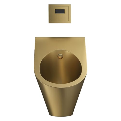 lwjunmm Urinal aus Edelstahl, intelligentes an der Wand montiertes Sensorurinal für Männer – kommerzielle spritzwassergeschützte Toilette, für Bars, mit automatischem Spülsystem,Gold