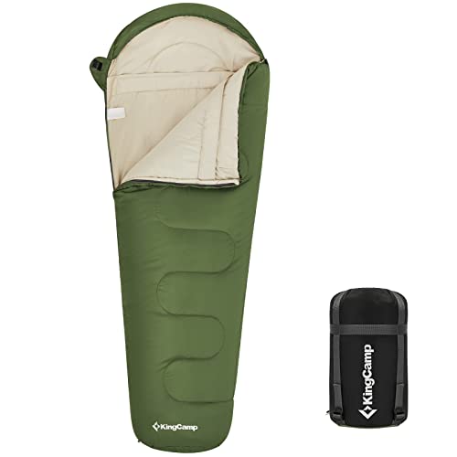 KingCamp Schlafsack Mumienschlafsäcke mit Kapuze 3-4 Jahreszeiten Warmer für Kinder & Erwachsenen beim Camping Outddor Trekking 165 x 70 x 45 cm