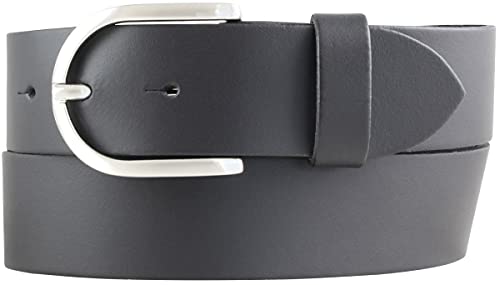 BELTINGER Damen-Gürtel aus 100% echtem Leder 4 cm | Jeans-Gürtel für Damen 40mm | Spaltleder-Gürtel in 4cm mit runder Schließe | Schwarz 90cm