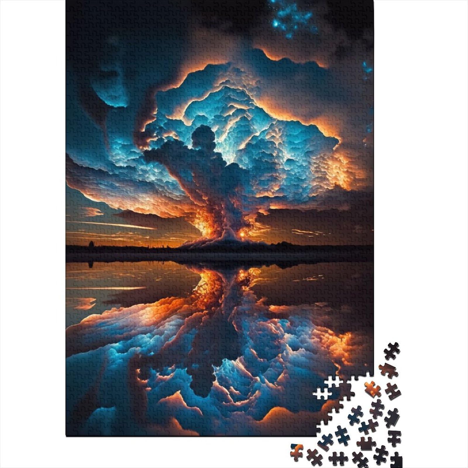 1000-teiliges Puzzle für Erwachsene Teenager, Sonnenuntergang am Strand, Sturm, Puzzles für Erwachsene und Teenager, entspannendes, intellektuelles Lernspielzeug (Größe 29,53 x 19,69 Zoll)