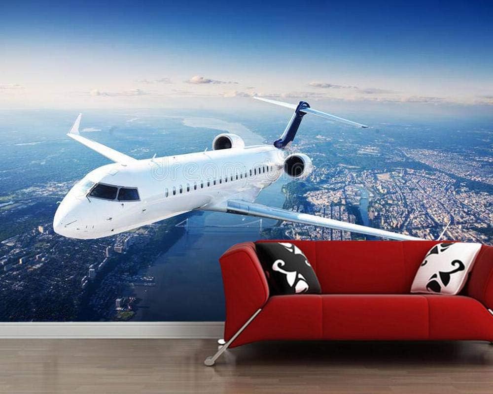 Privatjets In Blau 3D Tapete Poster Restaurant Schlafzimmer Wohnzimmer Sofa TV Dekorative Wand-250cm×170cm