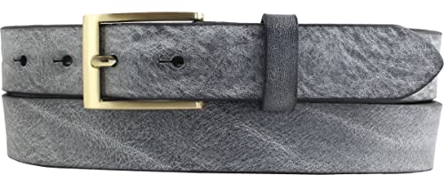 BELTINGER Herren-Gürtel aus weichem Vollrindleder Vintage-Look 3 cm | Leder-Gürtel für Herren mit goldener Gürtelschließe 30mm | Schmaler Gürtel Used-Look | Schwarz 95cm