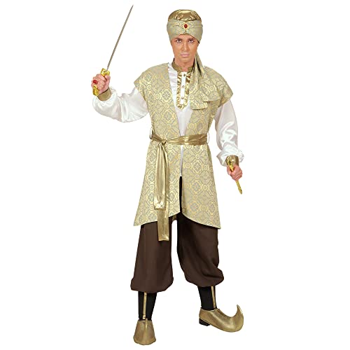 Widmann - Kostüm Prinz von Persien, Hemd, Weste aus Brokat, Hose, Gürtel, Schuhüberzieher, Turban, Orient, 1001 Nacht, Mottoparty, Karneval