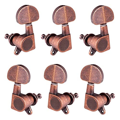 ALFAAL 6 Stücke Geschlossene Gitarre-Tuning-Pegs String-Tuner-Maschinenköpfe Knöpfe Tuning-Tasten Für Folk Akustik/E-Gitarre (Color : Crimson Copper)