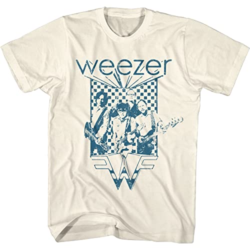 Weezer T-Shirt mit Rockmusikband und Logo, Vintage-Stil, für Erwachsene, kurzärmelig, beige, XX-Large