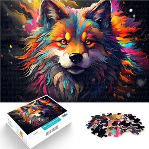 Puzzle als Geschenk, Bunter Psychedelischer Fuchs für Erwachsene, 1000 Teile, Puzzle-Geschenke, Holzpuzzle, Weihnachtswunschliste mit Weihnachtsmann, 1000 Teile (50 x 75 cm)