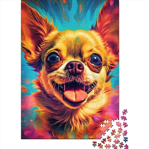 1000-teiliges Puzzle für Erwachsene und Teenager, Chihuahua-Hippie, Holzpuzzle für Erwachsene und Teenager, Holzpuzzle für Erwachsene und Teenager, 75 x 50 cm