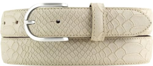 BELTINGER Damen-Gürtel mit Pythonprägung 3 cm | Leder-Gürtel für Damen 30mm Schlangen-Optik | Schlangen-Muster Python-Muster | Mist 95cm