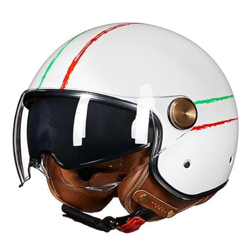 BGMKE Motorradhelm Jethelm Brain-Cap Helm Erwachsene Halbschale Halbhelme ECE Zertifizierung Mit Visier Motorrad Helm Roller Helm Mofa-Helm Mopedhelm Scooter-Helm Jet-Helm Herren Damen