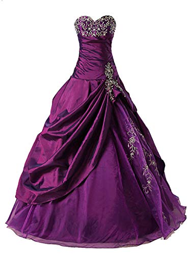 Zorayi Damen Liebsten Stickerei TAFT Lang Formellen Abendkleid Partykleid Abschlussballkleider Lila Größe 50