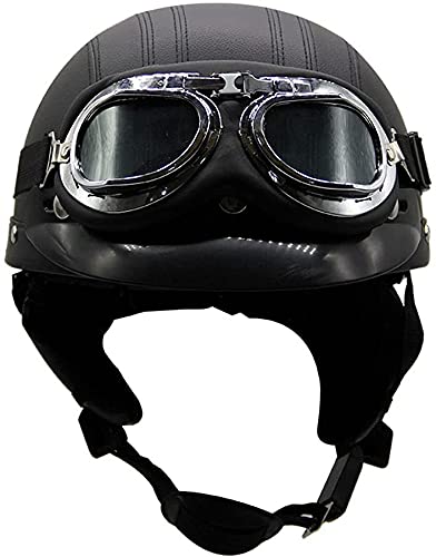 WRMIGN Retro Motorrad Halbhelme,Motorradhelm mit Fliegerbrille,Herren Und Damen Mode Jethelme ECE Zugelassener Für Cruiser Chopper Scooter Mofa Helm