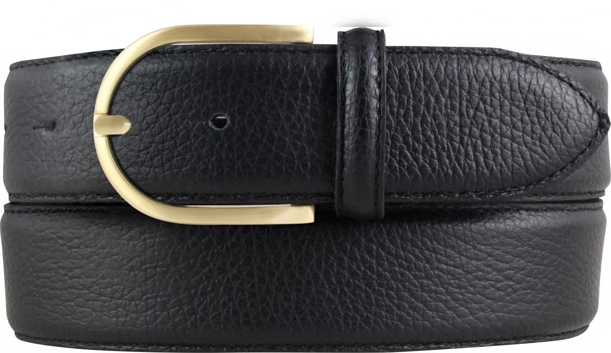 BELTINGER Damen-Gürtel aus gemasertem Leder mit Steppnaht 4 cm | Hochwertiger Ledergürtel mit Pigmentprägung 40mm Damen | Jeans-Gürtel mit goldener Gürtelschließe 4cm | Schwarz 105cm