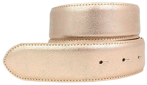 BELTINGER Hochwertiger Wechselgürtel Metall-Optik ohne Schnalle 4 cm | Druckknopf-Gürtel Metallic-Look 40mm | 4cm Echt Leder | Roségold 95cm