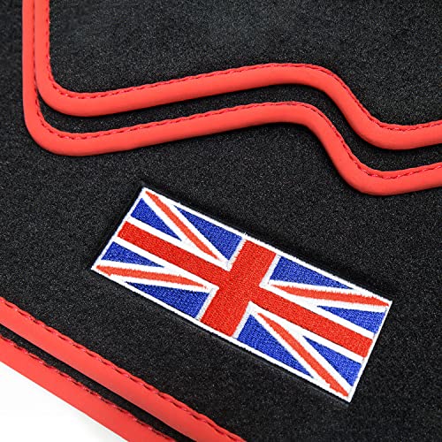 teileplus24 510 Fußmatten Gummimatten Union Jack Logo Bandeinfassung Ziernähte