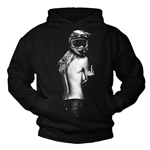 MAKAYA Kapuzenpullover mit Motiv - Herren Motorrad Hoodie Biker Pullover Schwarz Geschenke für Männer L