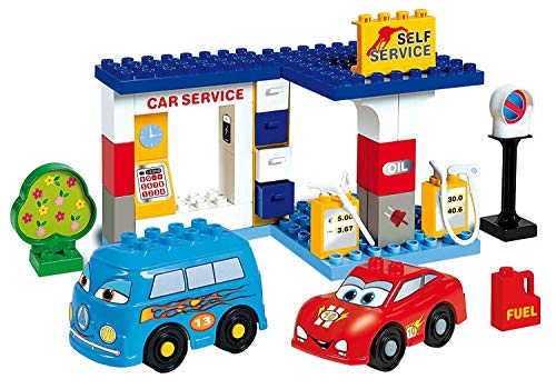 Unico 8565-0000 8565-0CAR Cars for Kids-Tankstelle 43 Stück 8565, Mehrfarbig