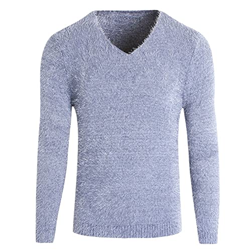 BANLUX Herren Pullover - Mode Fuzzy Weiche Pullover Für Männer Winter Pullover Männlich Trend V Ausschnitt Pullover Männer Dicker Pullover Strick Pullover Boden Hemd, Stil B, L