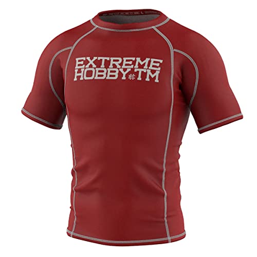 Extreme Hobby Kurzarm Rashguard, Herren-Sport-T-Shirt, Fitness-T-Shirt, Kompressionsshirt, Shortsleeve, Funktionsshirt Bodybuilding MMA Boxing