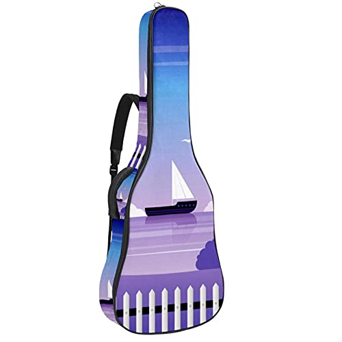 Akustikgitarre Tasche Dicke Polsterung Wasserdicht Dual Verstellbarer Schultergurt Gitarrenkoffer Gig Bag (Lighthouse Purple Cove)