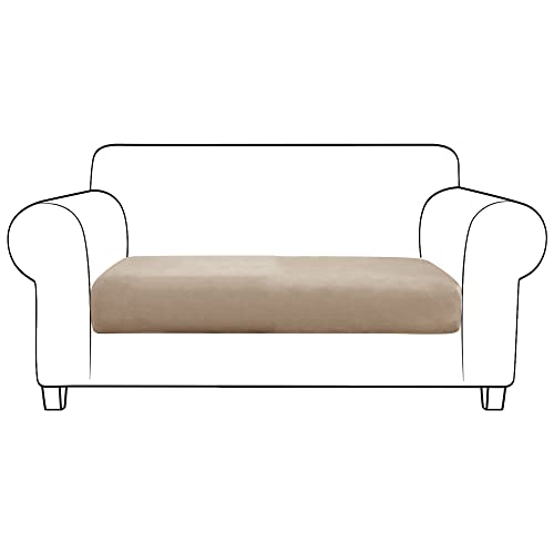 JHLD Stretch Sofa Sitzkissenbezug, Groß Samt Sitzkissenschutz Sofa-Sitzkissenbezüge Maschinenwaschbar Sofa-Sitzkissenbezug Für Wohnzimmer-Taupe-2 Sitze