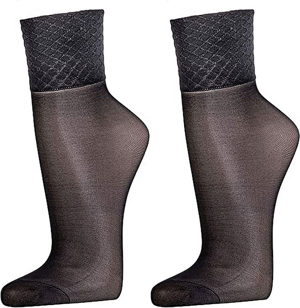 WOWERAT Wellness-Feinsöckchen Spezial-Komfortbund - ohne Gummidruck, mit Glanzeffekt, 33dtex = 30den 10 Paar (Gr. one-size, 10 Paar in schwarz)