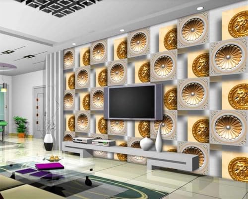 Geprägte Goldblumen 3D Tapete Poster Restaurant Schlafzimmer Wohnzimmer Sofa TV Dekorative Wand-150cm×105cm