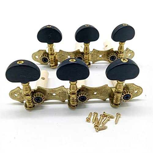 ALFAAL Links Rechts Klassische Gitarrenstring-Tuning-Pegs Maschinenköpfe Tuner-Schlüssel 3L3R. Professionelles Gitarrenzubehör (Color : Black Gold)