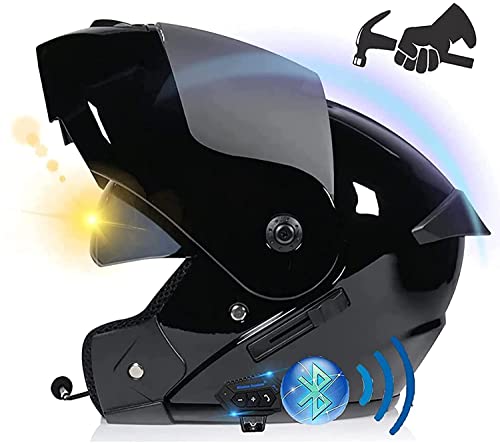 Klapphelme Integrierter Bluetooth-Motorradhelm Modularer Helme,ECE Zertifiziert Integralhelm Motorradhelm Doppelvisier Modularer Helm Rollerhelm Sturzhelm Für Damen Und Herren