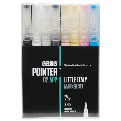GROG Pointer 02 APP Little Italy Marker Set, 2 mm Rundspitze, Packung mit 8 Stück