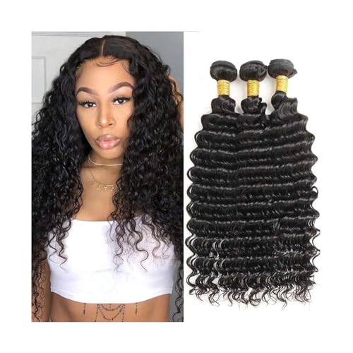 Bundles mit Verschluss 8-40 Inch Tiefe Welle Bundles 1/3/4 Pcs Menschliches Haar Bundles for Schwarze Frauen Malaysia Menschliches Haar Extensions remy Haar Lockige Webart Bundles Hair Geflochten(22in