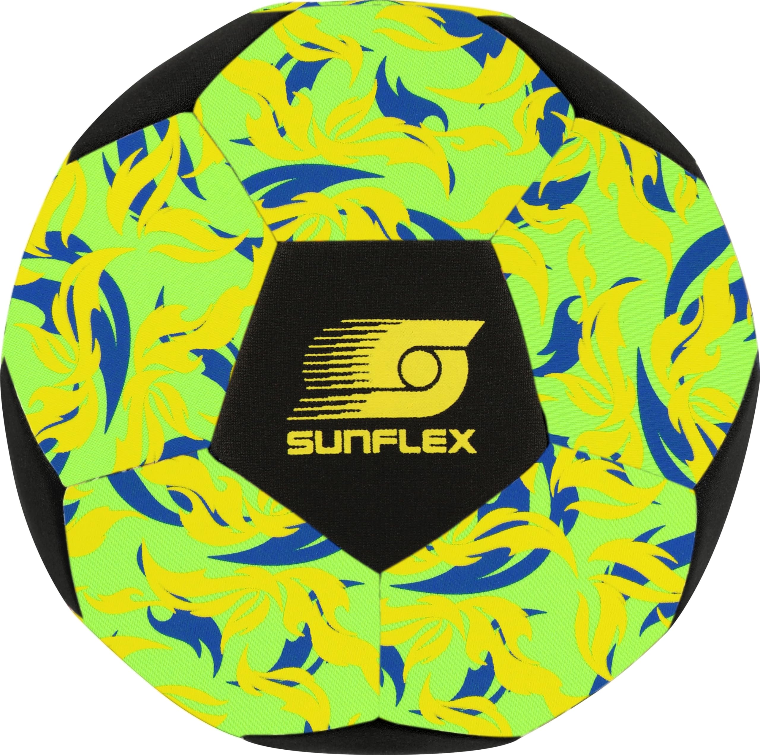 Sunflex® Neopren Fußball Gr. 5 GLOW Flames Firegreen | Beach-Fußball zum Barfuß Spielen | leuchtet bei Nacht | Beachsoccerball | weich & robust für Strand, Wiese & Wasser | Dribbeln & Schießen