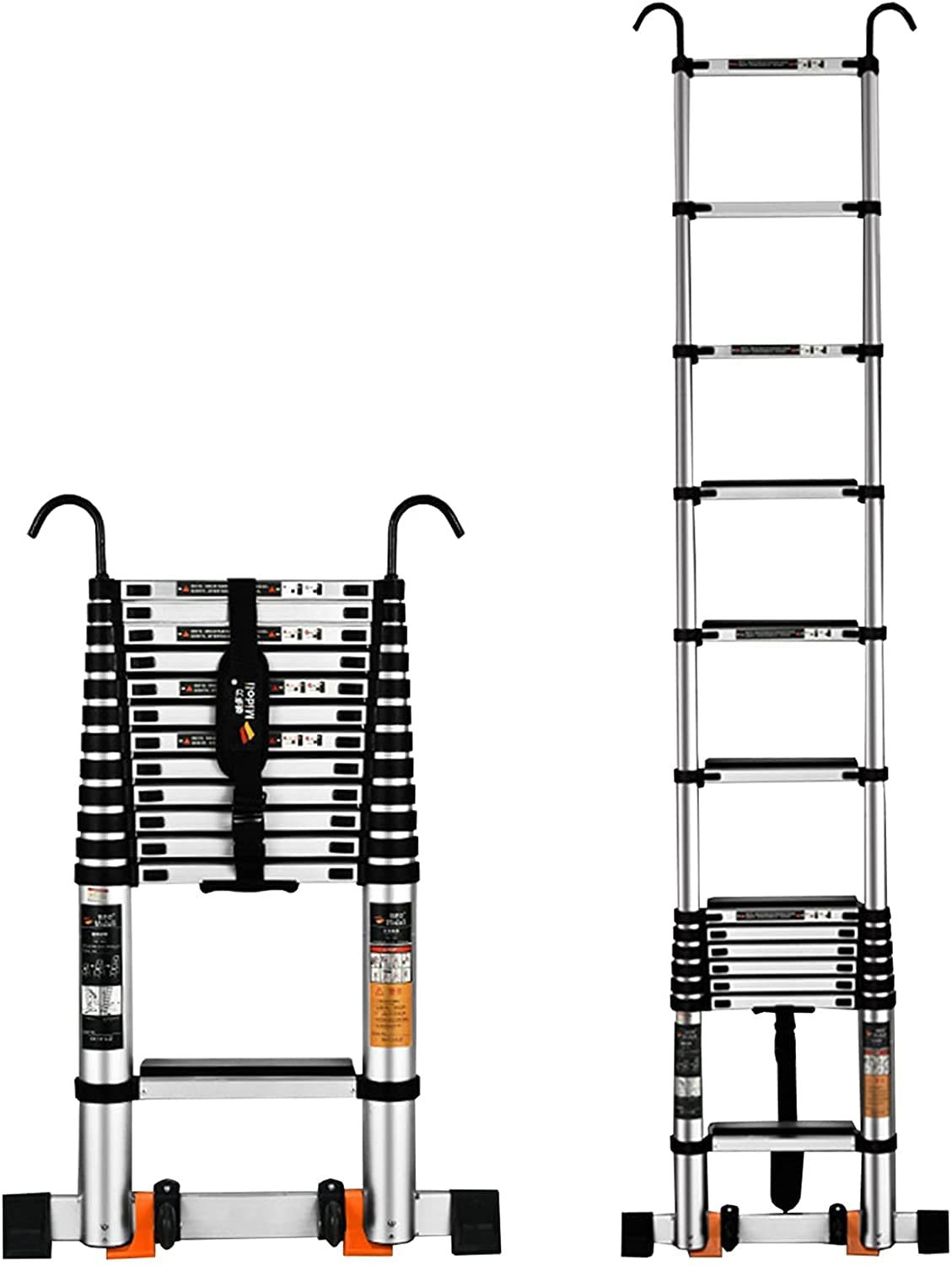 RASOANOA Teleskopleiter, leichte Teleskopleiter mit federbelastetem Verriegelungsmechanismus, professionelle Ausziehleiter für Hobbys/Dach-/Außenarbeiten, 150 kg Tragkraft Ambitious