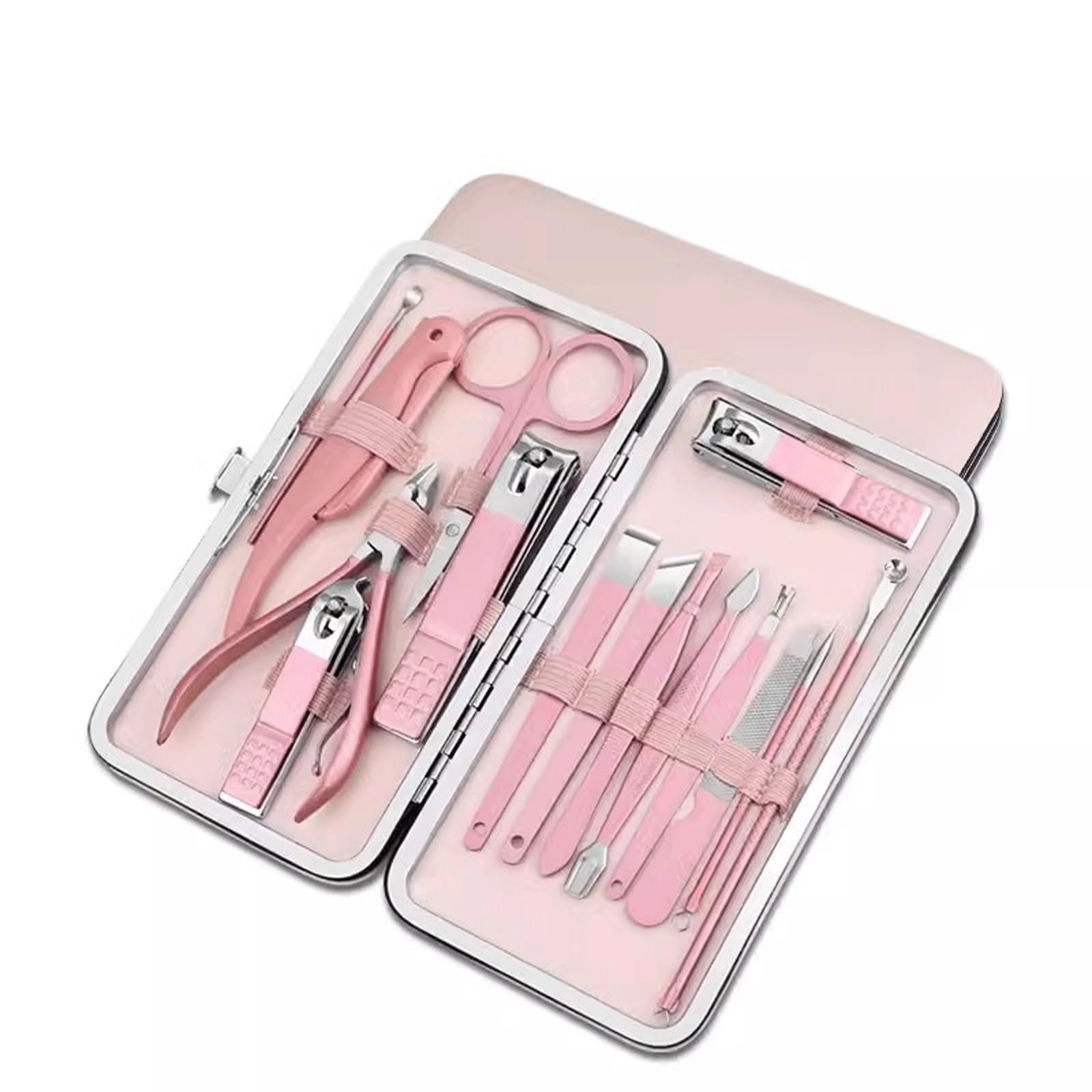 Maniküre Set Nagelknipser-Set for Männer und Frauen, Augenbrauen-Trimmer for den Haushalt, Spritzschutz, Pediküre-Messer, tragbarer Fußnagelknipser Profi Nagelknipser Set(Pink)